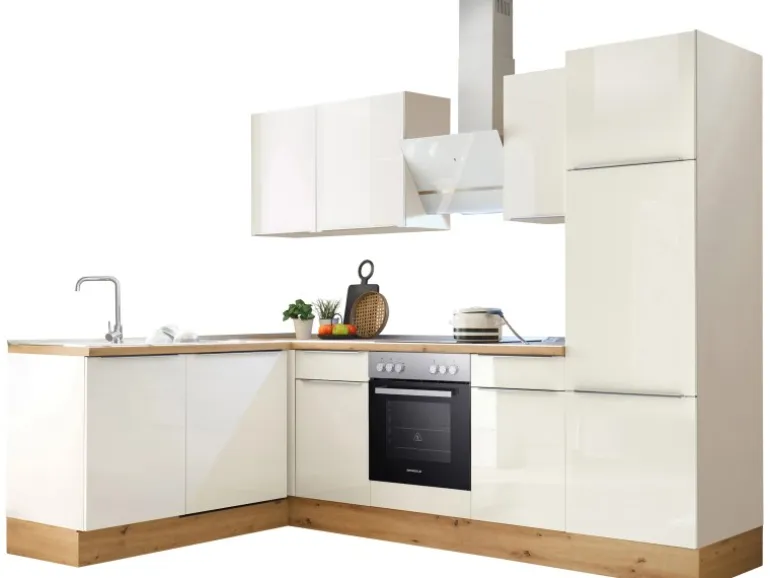 Respekta Küchenzeile Marleen 280 cm Artisan-Eiche Weiß Winkel