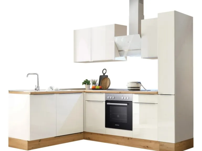 Respekta Küchenzeile Marleen 250 cm Artisan-Eiche Weiß Winkel