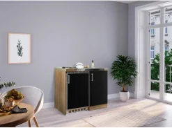 Respekta Küchenzeile MK100ESS 100 cm Schwarz-Eiche Sägerau Nachbildung