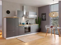 Respekta Küchenzeile ohne E-Geräte 300 cm Grau-Weiß