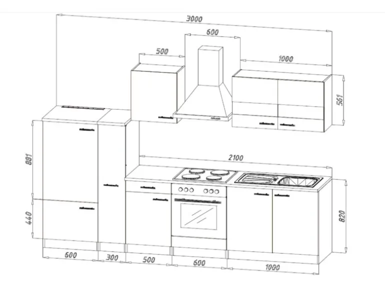 Respekta Küchenzeile ohne E-Geräte 300 cm Grau-Weiß