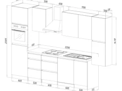 Respekta Küchenzeile ohne E-Geräte 330 cm Grifflos Schwarz Hochglanz-Weiß
