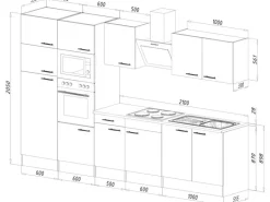 Respekta Küchenzeile ohne E-Geräte 330 cm Grau Seidengl.-Eiche York