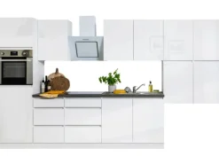 Respekta Küchenzeile ohne E-Geräte 370 cm Grifflos Weiß Hochglanz