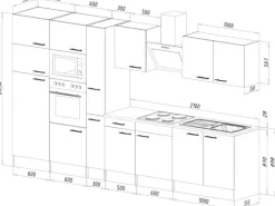 Respekta Küchenzeile ohne E-Geräte 360 cm Grau Seidengl.-Eiche York