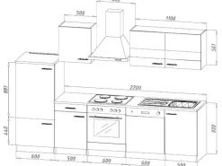 Respekta Küchenzeile ohne E-Geräte LBKB280ESW 280 cm Weiß-Eiche Sonoma Sägerau