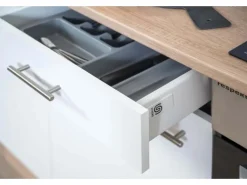 Respekta Küchenzeile ohne E-Geräte LBKB280ESW 280 cm Weiß-Eiche Sonoma Sägerau