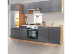 Respekta Küchenzeile ohne E-Geräte LBKB270BG 270 cm Grau-Buche Nachbildung