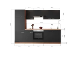 Respekta Küchenzeile ohne E-Geräte LBKB270BG 270 cm Grau-Buche Nachbildung