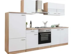 Respekta Küchenzeile ohne E-Geräte LBKB270ESW 270 cm Weiß-Eiche Sonoma Sägerau