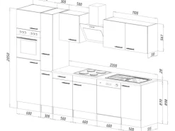 Respekta Küchenzeile ohne E-Geräte 310 cm Schwarz Seidengl.-Eiche York