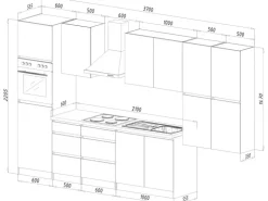 Respekta Küchenzeile ohne E-Geräte 370 cm Grifflos Grau Hochglanz-Weiß