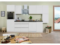 Respekta Küchenzeile ohne E-Geräte 330 cm Grifflos Weiß Matt