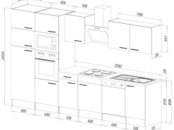 Respekta Küchenzeile ohne E-Geräte 340 cm Schwarz Seidengl.-Eiche York