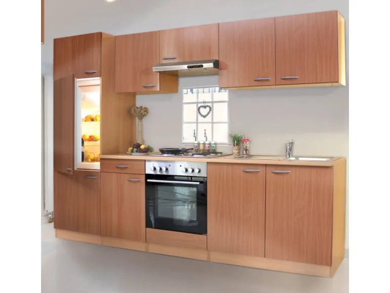 Respekta Küchenzeile ohne E-Geräte und Arbeitsplatte KLB270BBOA 270 cm Buche NB