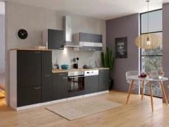 Respekta Küchenzeile ohne E-Geräte 310 cm Schwarz-Weiß