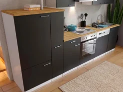 Respekta Küchenzeile ohne E-Geräte 310 cm Schwarz-Weiß