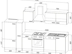 Respekta Küchenzeile ohne E-Geräte 310 cm Schwarz-Weiß