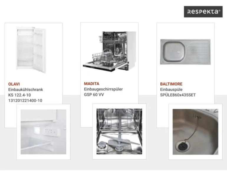 Respekta Landhaus Inselküche Anton 310 cm Lärche Weiß