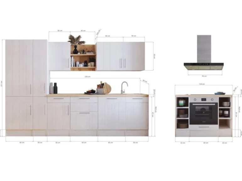 Respekta Landhaus Inselküche Anton 310 cm Lärche Weiß