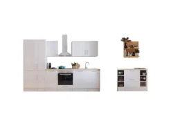 Respekta Landhaus Küchenzeile Anton 310 cm mit Kücheninsel Lärche Weiß