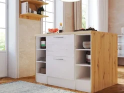 Respekta Landhaus Küchenzeile Anton 310 cm mit Kücheninsel Lärche Weiß