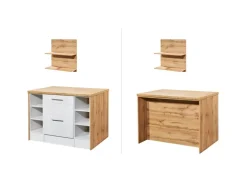 Respekta Landhaus Küchenzeile Anton 310 cm mit Kücheninsel Lärche Weiß