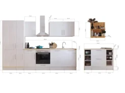 Respekta Landhaus Küchenzeile Anton 310 cm mit Kücheninsel Lärche Weiß