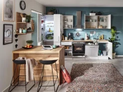 Respekta Landhaus Küchenzeile Anton 310 cm mit Kücheninsel Lärche Weiß