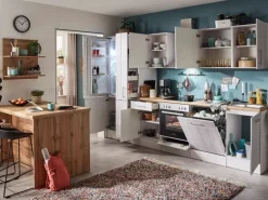 Respekta Landhaus Küchenzeile Anton 310 cm mit Kücheninsel Lärche Weiß