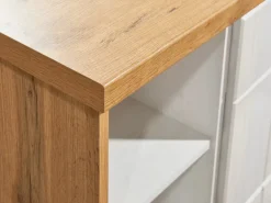 Respekta Landhaus Küchenzeile Anton 280 cm mit Kücheninsel Lärche Weiß