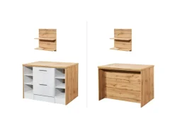 Respekta Landhaus Winkelküche Anton 310 x 172 cm mit Kücheninsel Lärche Weiß