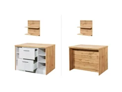 Respekta Landhaus Winkelküche Anton 310 x 172 cm mit Kücheninsel Lärche Weiß