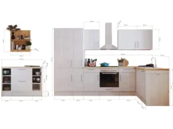Respekta Landhaus Winkelküche Anton 310 x 172 cm mit Kücheninsel Lärche Weiß