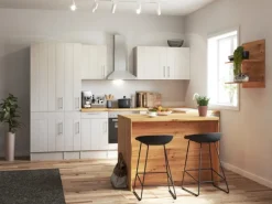 Respekta Landhaus Winkelküche Anton 310 x 172 cm mit Kücheninsel Lärche Weiß