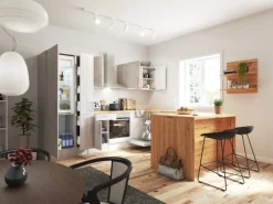 Respekta Landhaus Winkelküche Anton 310 x 172 cm mit Kücheninsel Lärche Weiß