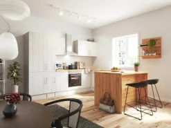 Respekta Landhaus Winkelküche Anton 310 x 172 cm mit Kücheninsel Lärche Weiß