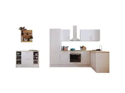 Respekta Landhaus Winkelküche Anton 280 x 172 cm mit Kücheninsel Lärche Weiß
