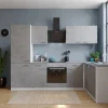 Respekta L-Küchenblock Malia 280 cm Beton Fronten inkl. Kühl-/Gefrierkombination