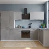 Respekta L-Küchenblock Malia 310 cm Beton Fronten inkl. Kühl-/Gefrierkombination