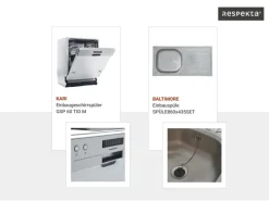 Respekta L-Küchenblock Malia 310 cm Beton Fronten inkl. Kühl-/Gefrierkombination