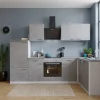 Respekta L-Küchenblock Malia mit E-Geräten 280 cm Beton Fronten