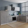Respekta L-Küchenblock Malia mit E-Geräten 310 cm Beton Fronten