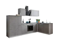 Respekta L-Küchenblock Malia mit E-Geräten 310 cm Beton Fronten
