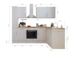 Respekta L-Küchenzeile Anton LBBERPL250LHWC ohne E-Geräte 250 cm Lärche Weiß