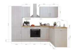 Respekta L-Küchenzeile Anton LBBERPL280LHWC ohne E-Geräte 280 cm Lärche Weiß