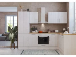 Respekta L-Küchenzeile Anton LBBERPL280LHWC ohne E-Geräte 280 cm Lärche Weiß