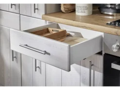 Respekta L-Küchenzeile Anton LBBERPL280LHWC ohne E-Geräte 280 cm Lärche Weiß