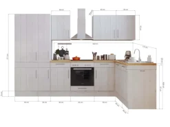 Respekta L-Küchenzeile Anton LBBERPL310LHWC ohne E-Geräte 310 cm Lärche Weiß