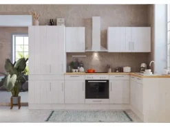 Respekta L-Küchenzeile Anton LBBERPL310LHWC ohne E-Geräte 310 cm Lärche Weiß